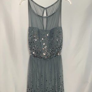Ruby Rox Gray Sequined Sleeveless High-neck Mesh Dress Plus Size 24